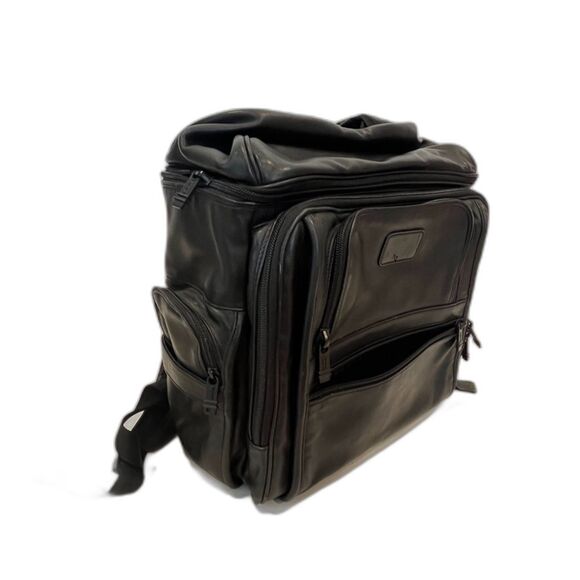 TUMI Black Leather Backpack Laptop Case #9640d3 Napa Leather Vintage